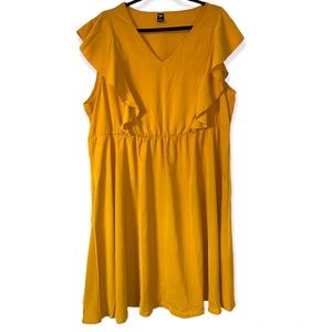 SHEIN Curve Butter Yellow Flutter Sleeveless Midi Dress Plus Size 4X